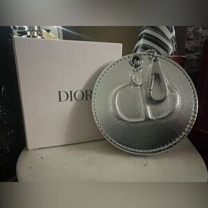 Dior Silver Logo Pocket Mirror Keychain NWT GWP w/ Box